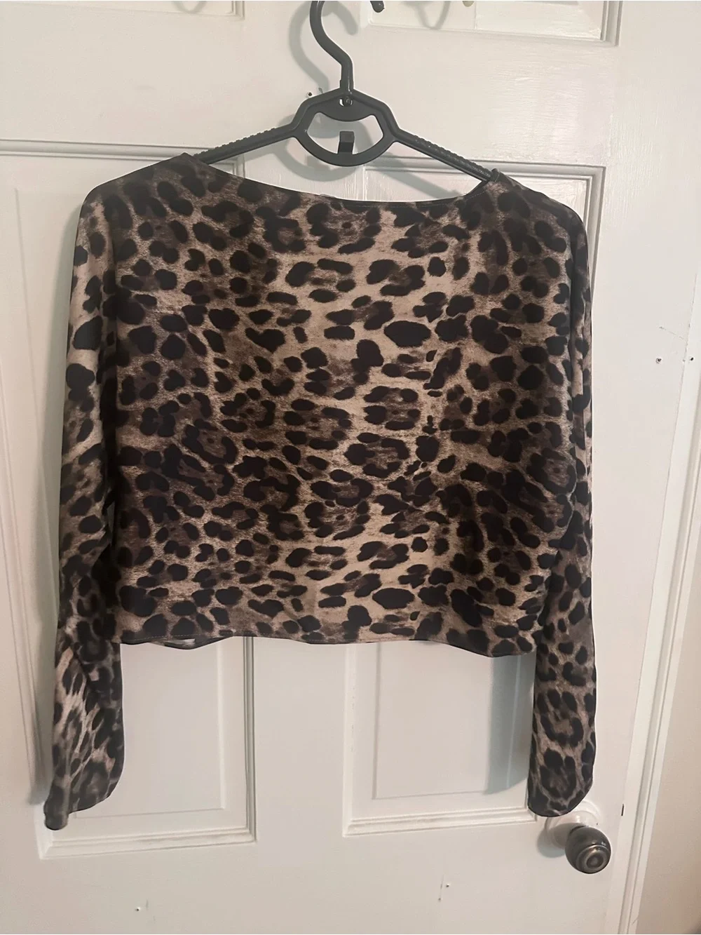 Antonio Melani Blyss Leopard Print Satin Boat Neck Long Sleeve